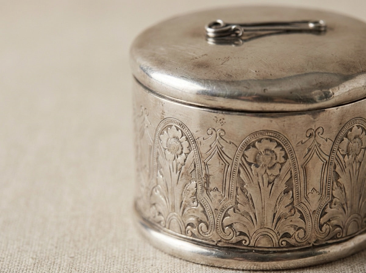 Antique Repoussé Sterling Silver Floral Trinket Box