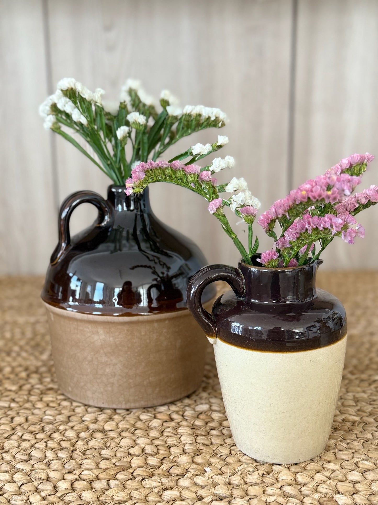Small Rustic Two-Tone Ceramic Jar