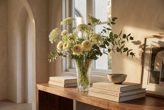 Ribbed Glass Cylinder Vase