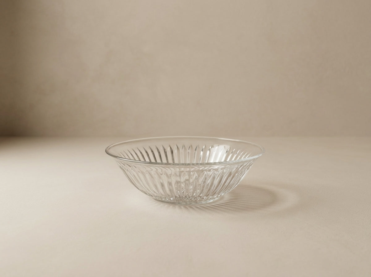 Ribbed Pattern Clear Glass Plates Set of 4