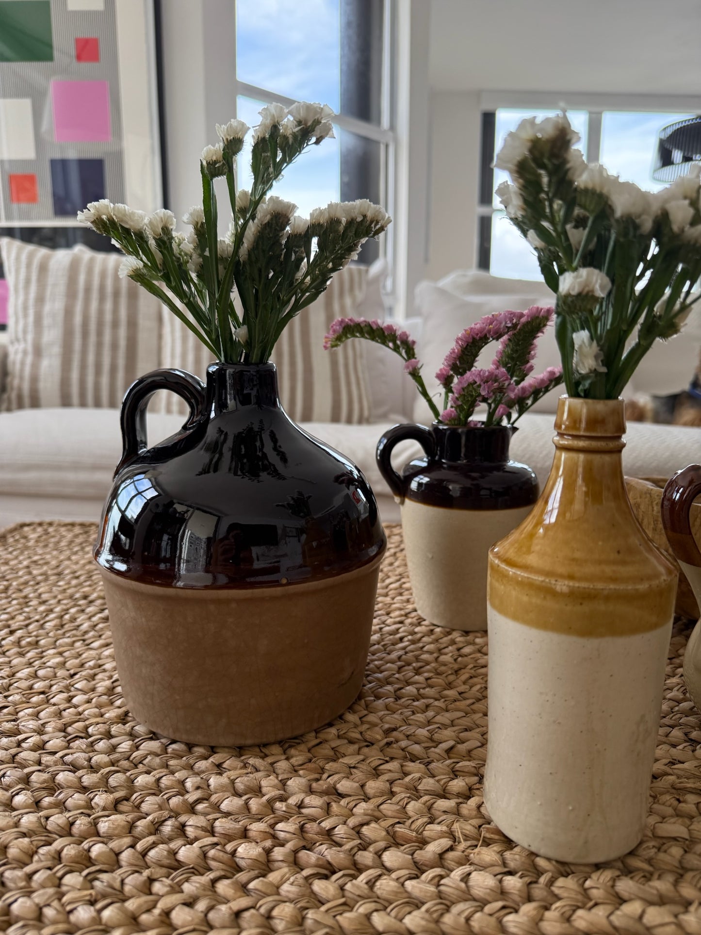 Large Rustic Two-Tone Ceramic Jar