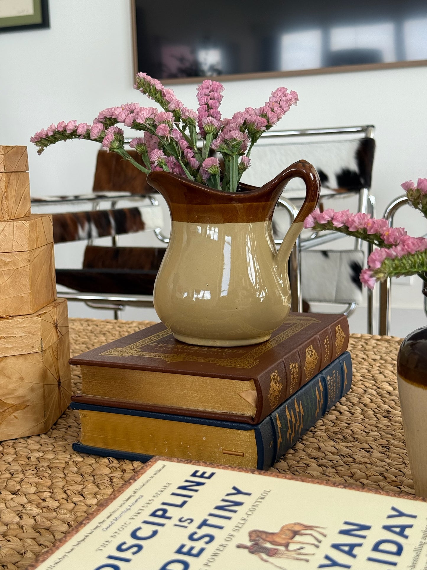 Vintage Two-Tone Pottery Jug