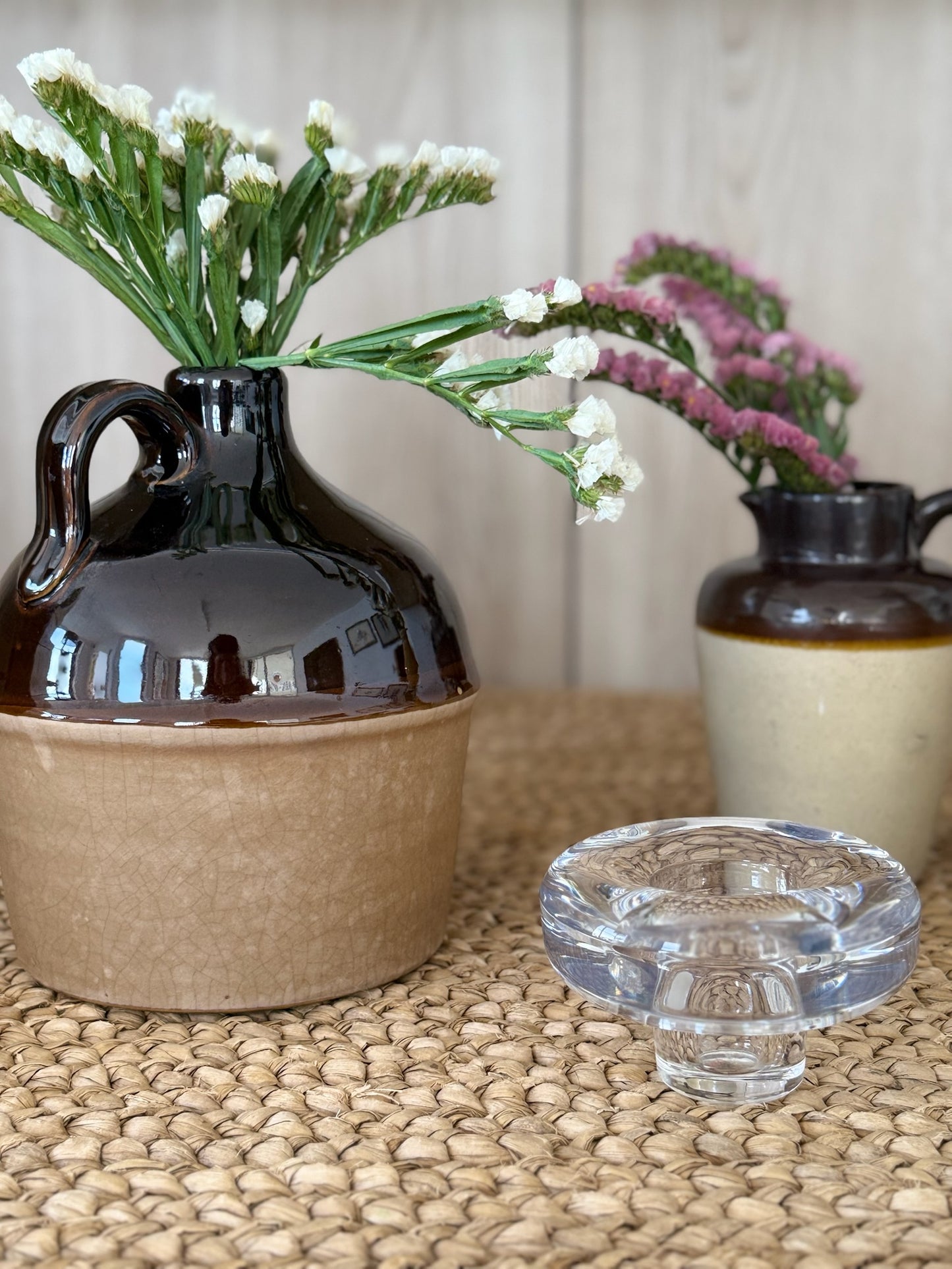 Large Rustic Two-Tone Ceramic Jar
