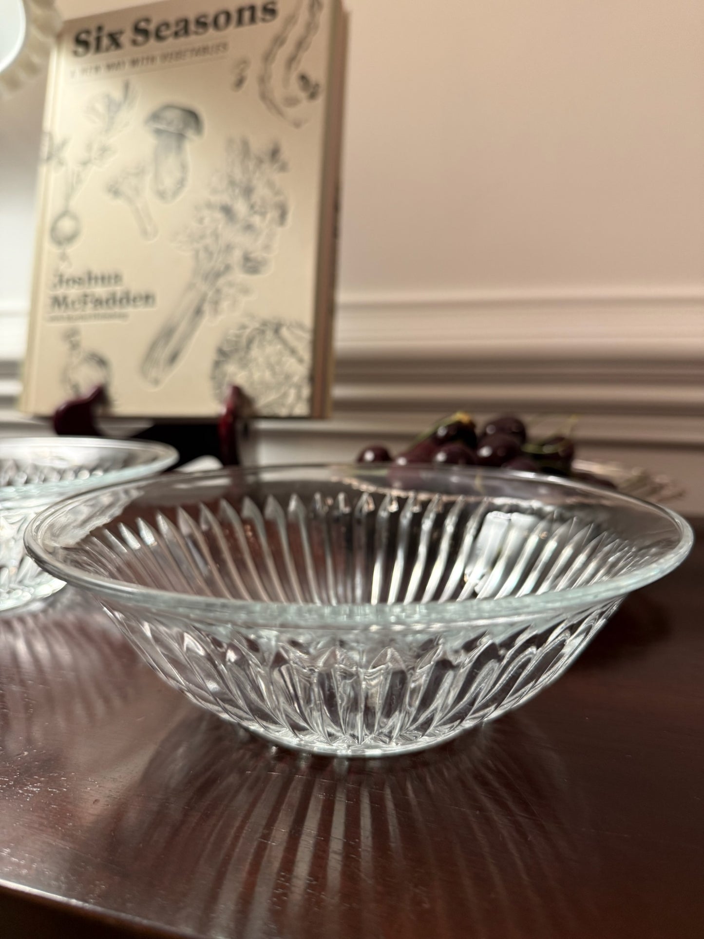 Ribbed Pattern Clear Glass Plates Set of 4
