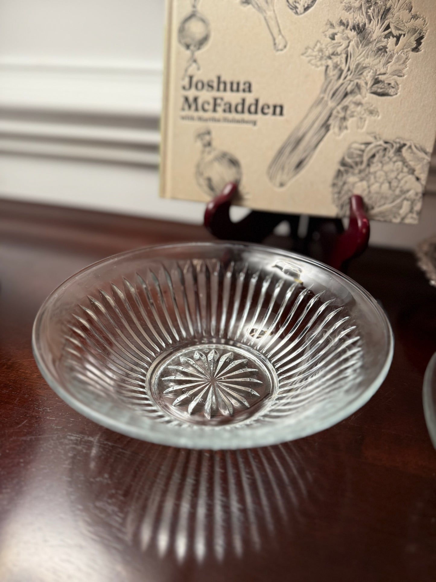 Ribbed Pattern Clear Glass Plates Set of 4