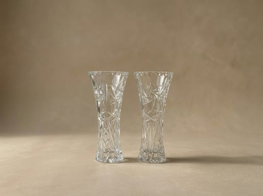 Vintage Cut Crystal Flared Bud Vases (Sold as a Pair)
