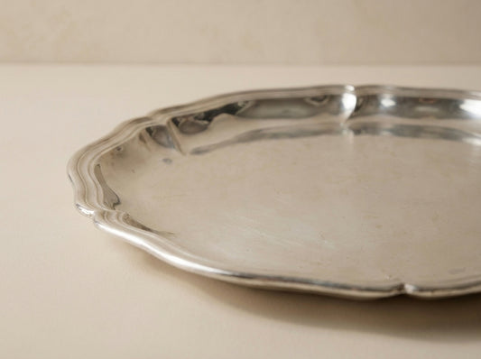 Silver Scalloped Round Serving Tray