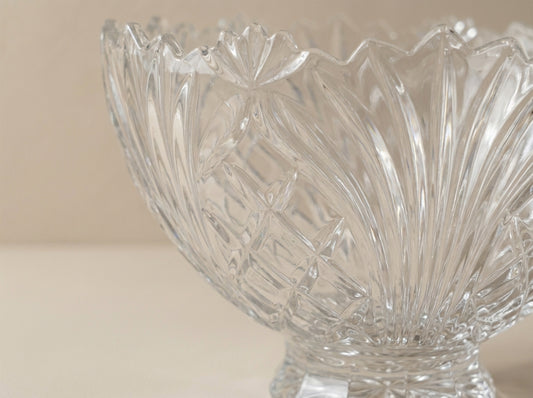 Vintage Cut Crystal Footed Centerpiece Bowl