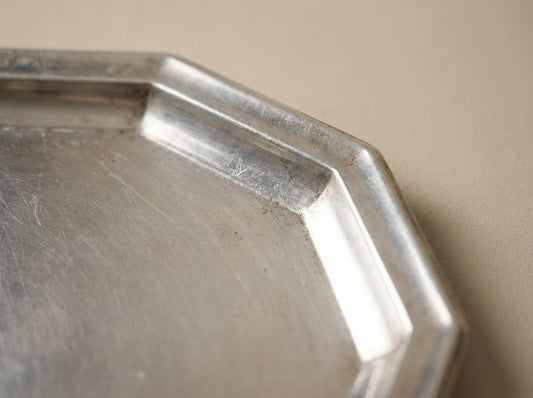 Hexagonal Silver Plate Decorative Serving Tray