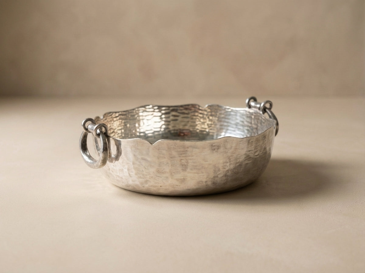 Vintage Hammered Silver Plate Candy & Nut Dish