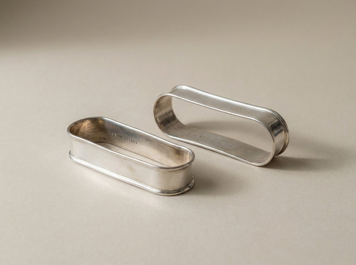 Vintage Sterling Silver Oblong Napkin Rings Set of 2