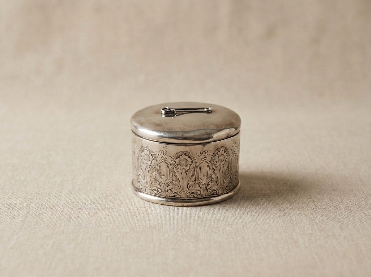 Antique Repoussé Sterling Silver Floral Trinket Box