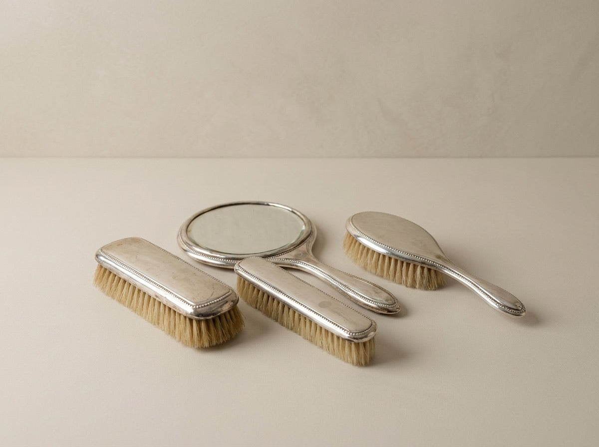 Vanity Dresser Set Antique .835 Silver