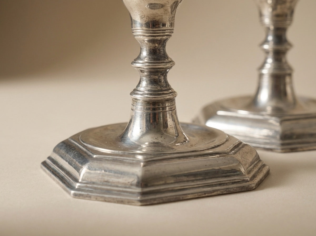 Baluster Candlesticks (Sold as a Pair) Antique .925 Sterling Silver