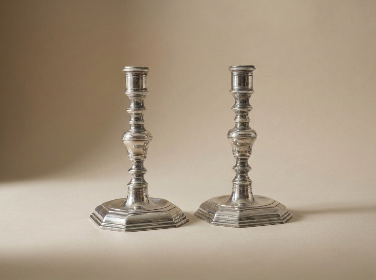 Baluster Candlesticks (Sold as a Pair) Antique .925 Sterling Silver