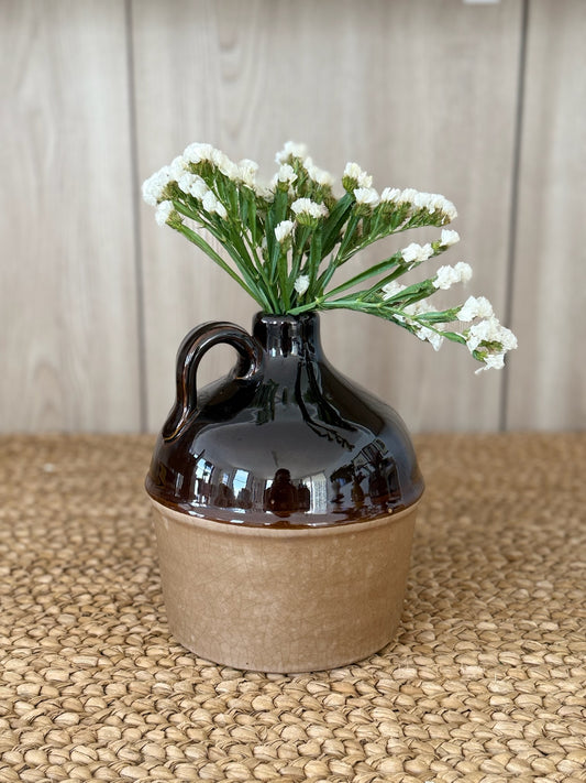 Large Rustic Two-Tone Ceramic Jar
