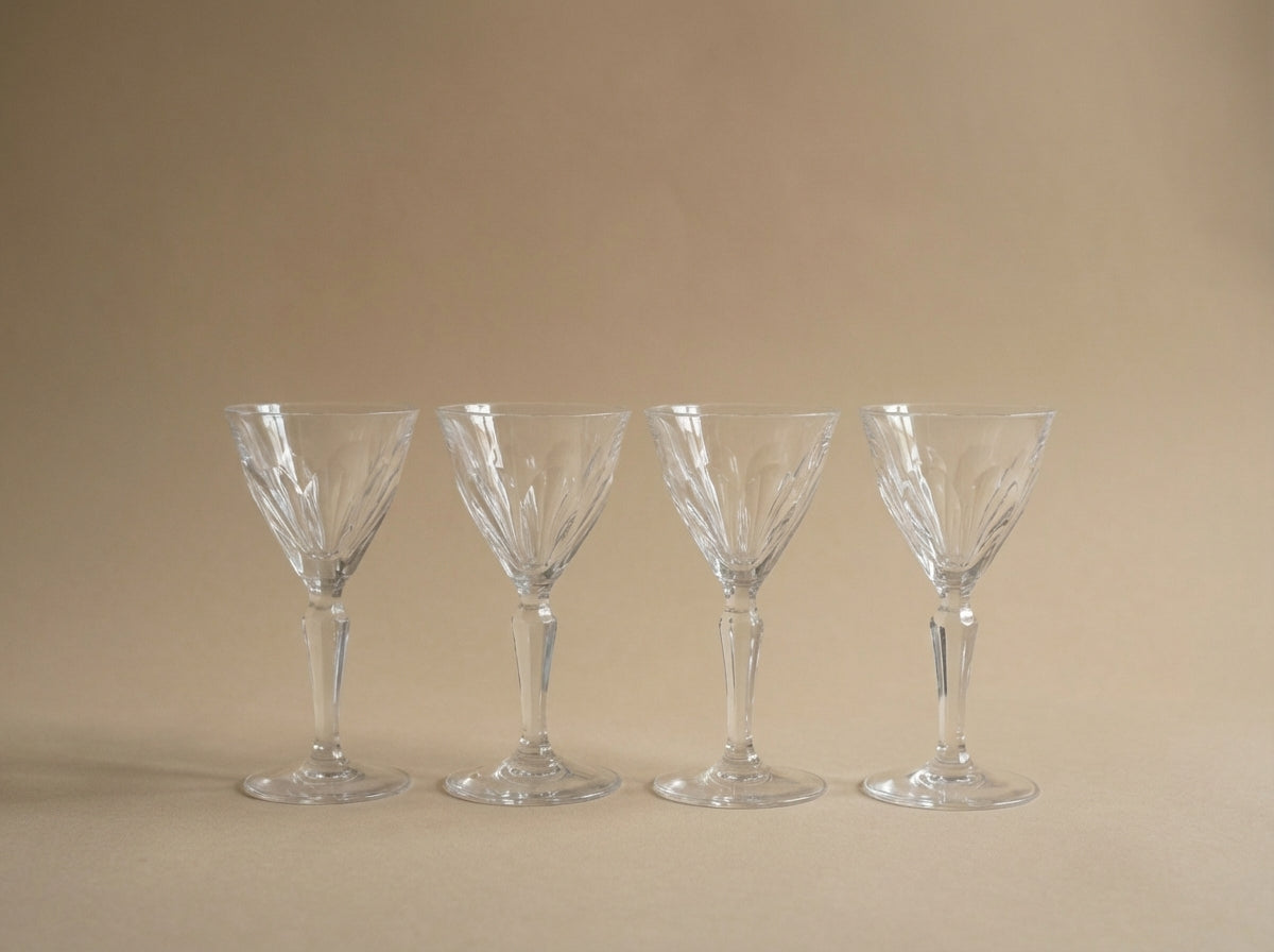 Josephinenhütte Cut Crystal White Wine Glasses (Small Size) - Set of 4