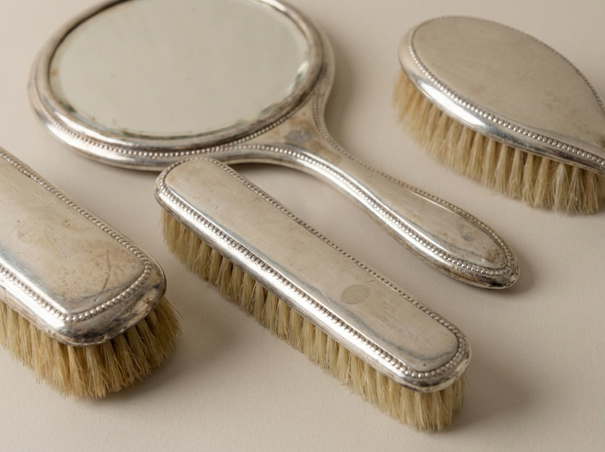 Vanity Dresser Set Antique .835 Silver