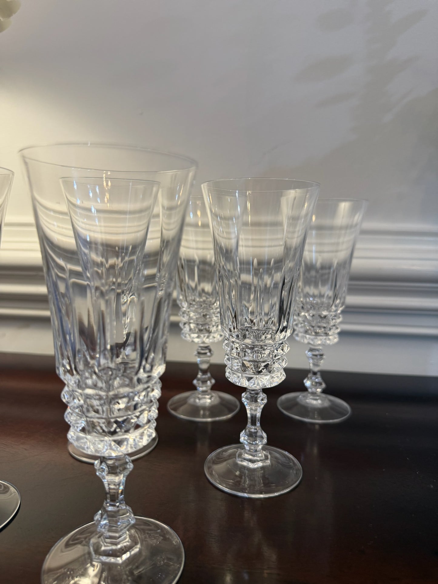 Vintage Crystal Champagne Flutes Set of 6