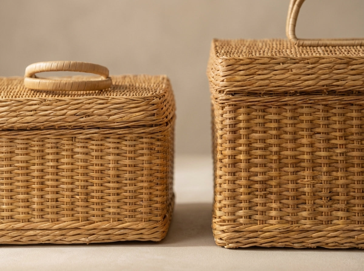 Handwoven Rattan Storage Set of 2