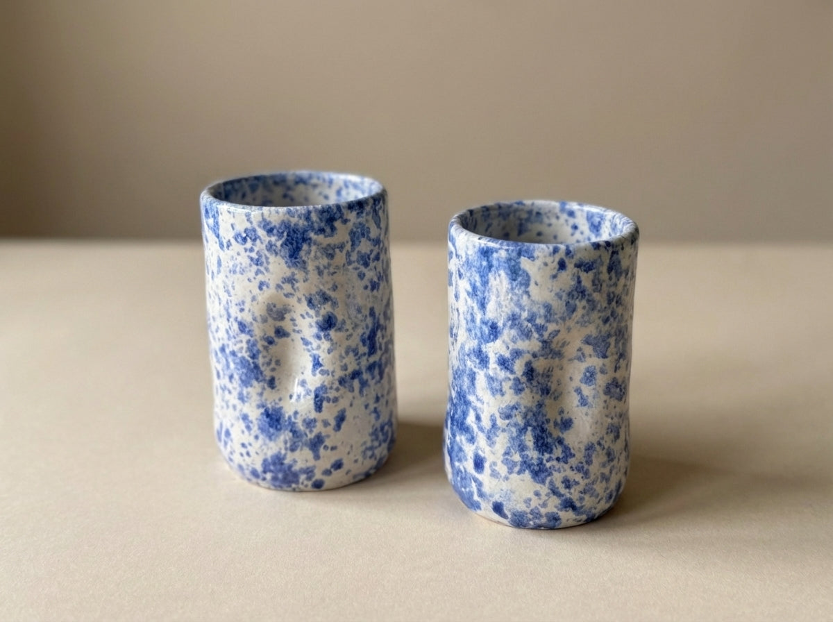 Blue Handmade Ceramic Vases - Set of 2