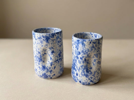 Blue Handmade Ceramic Vases - Set of 2