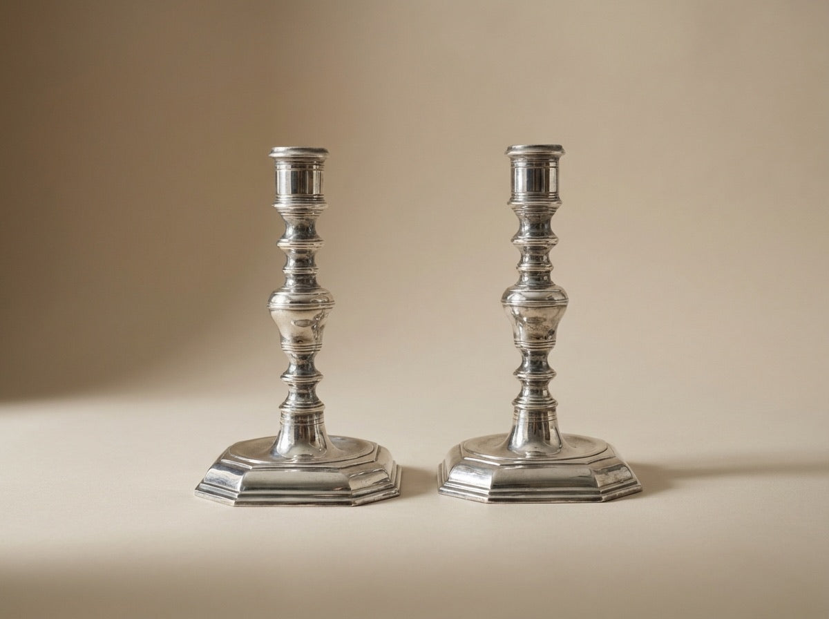 Baluster Candlesticks (Sold as a Pair) Antique .925 Sterling Silver