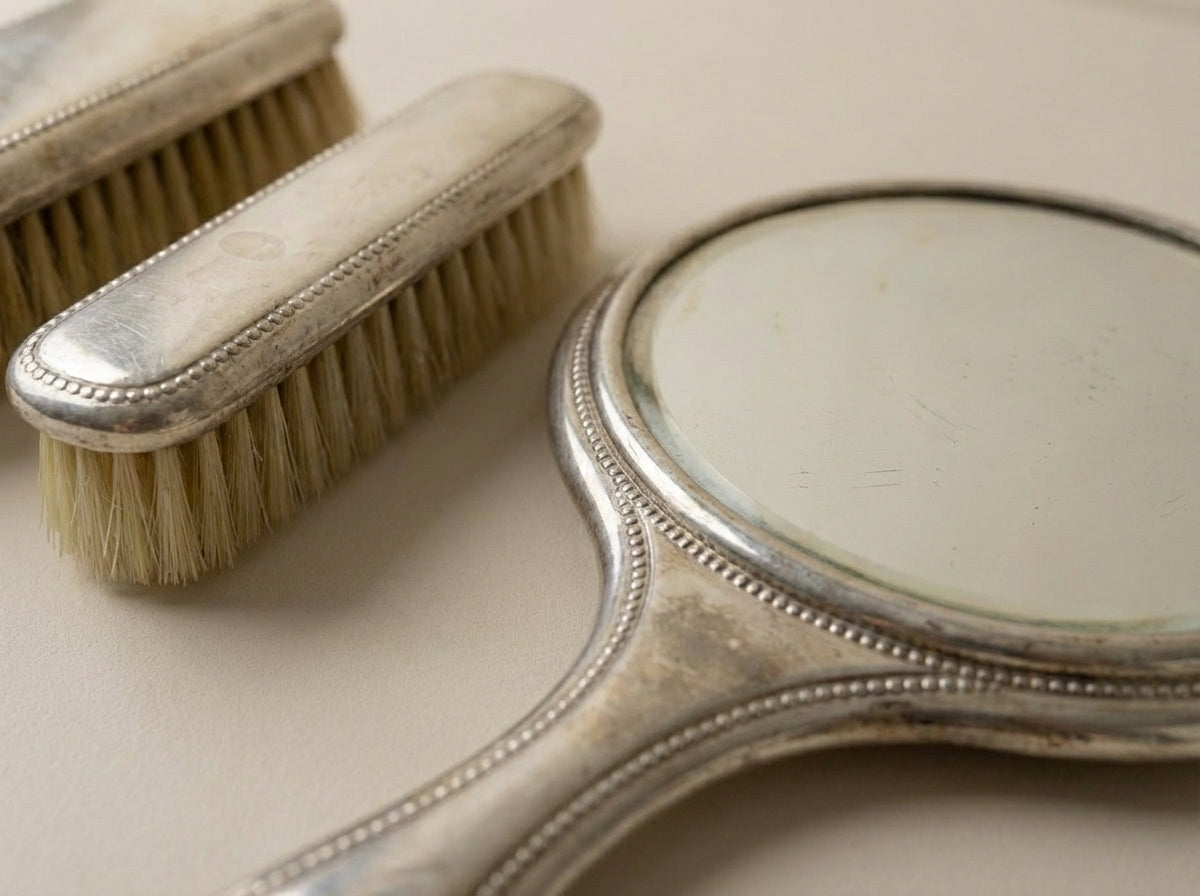 Vanity Dresser Set Antique .835 Silver