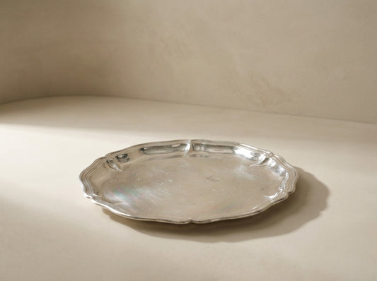 Silver Scalloped Round Serving Tray