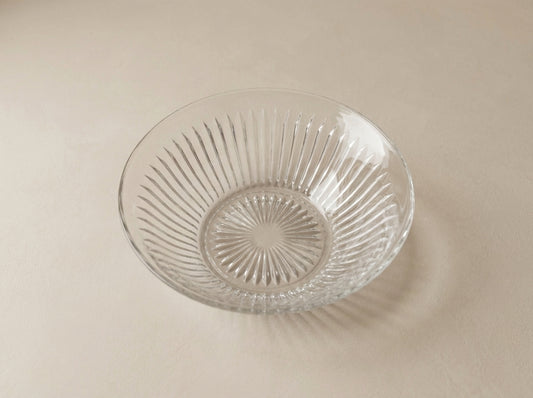 Ribbed Pattern Clear Glass Plates Set of 4