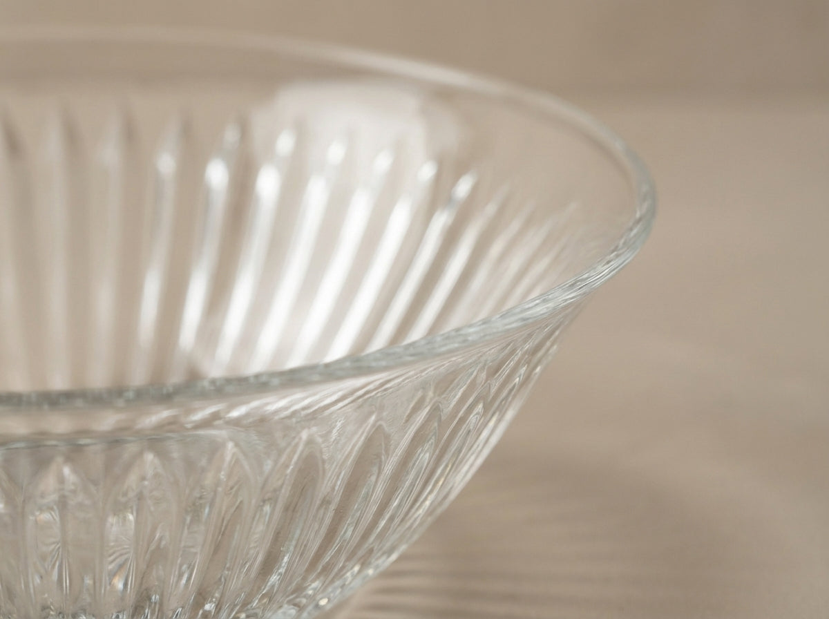 Ribbed Pattern Clear Glass Plates Set of 4