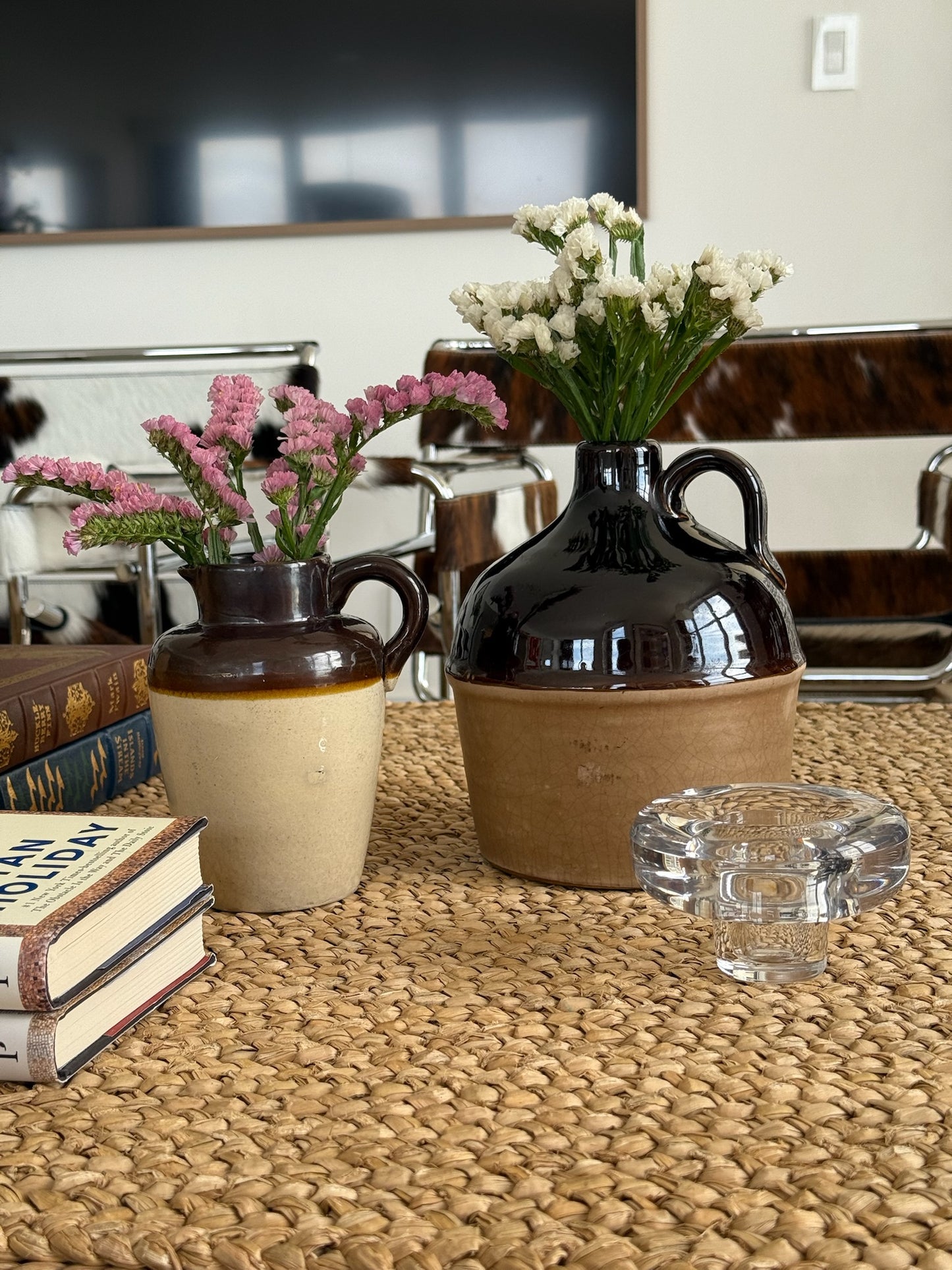 Small Rustic Two-Tone Ceramic Jar