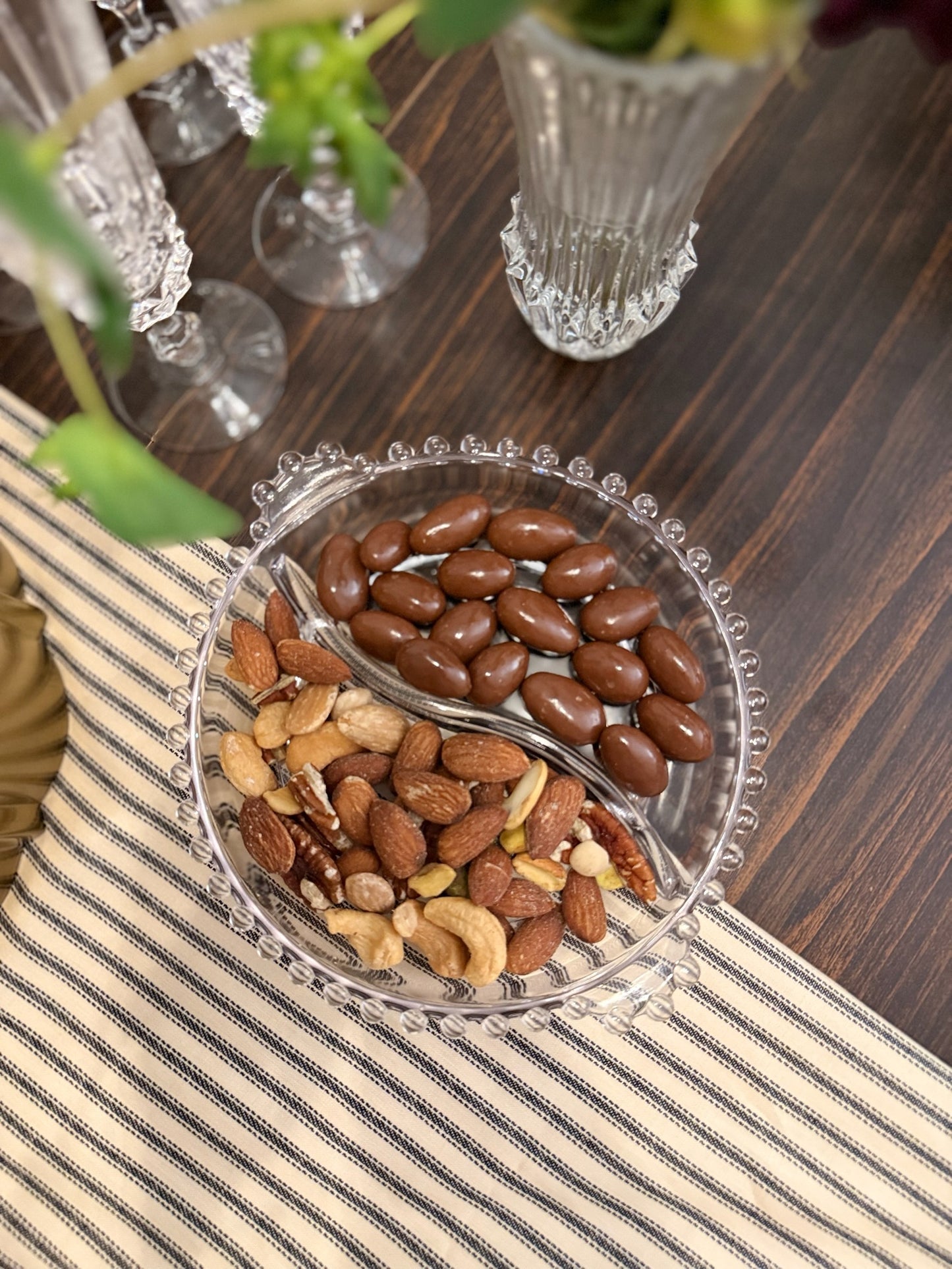 Vintage Candlewick Divided Glass Snack Tray