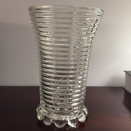 Ribbed Glass Cylinder Vase