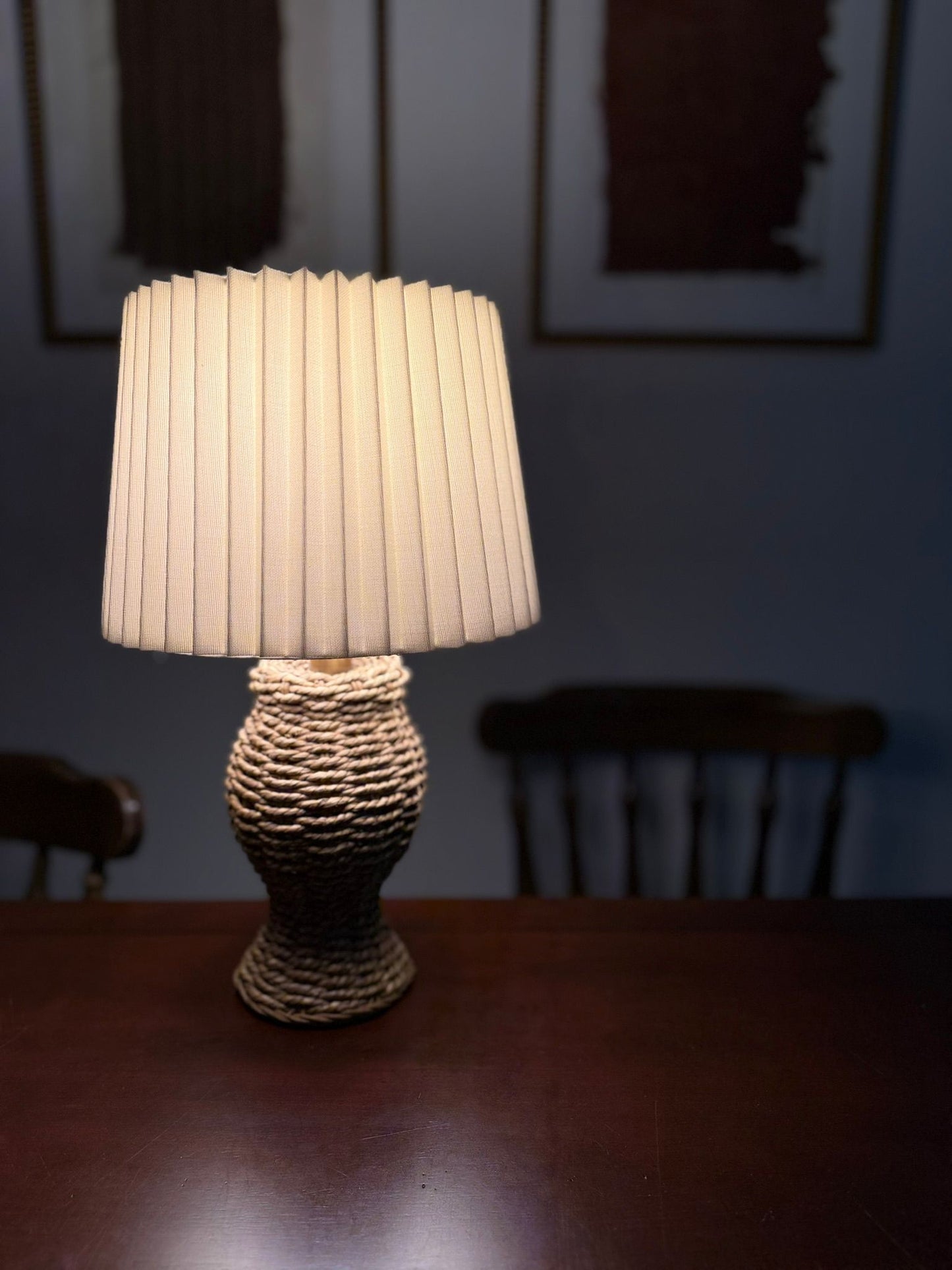 Handwoven Rattan Table Lamp
