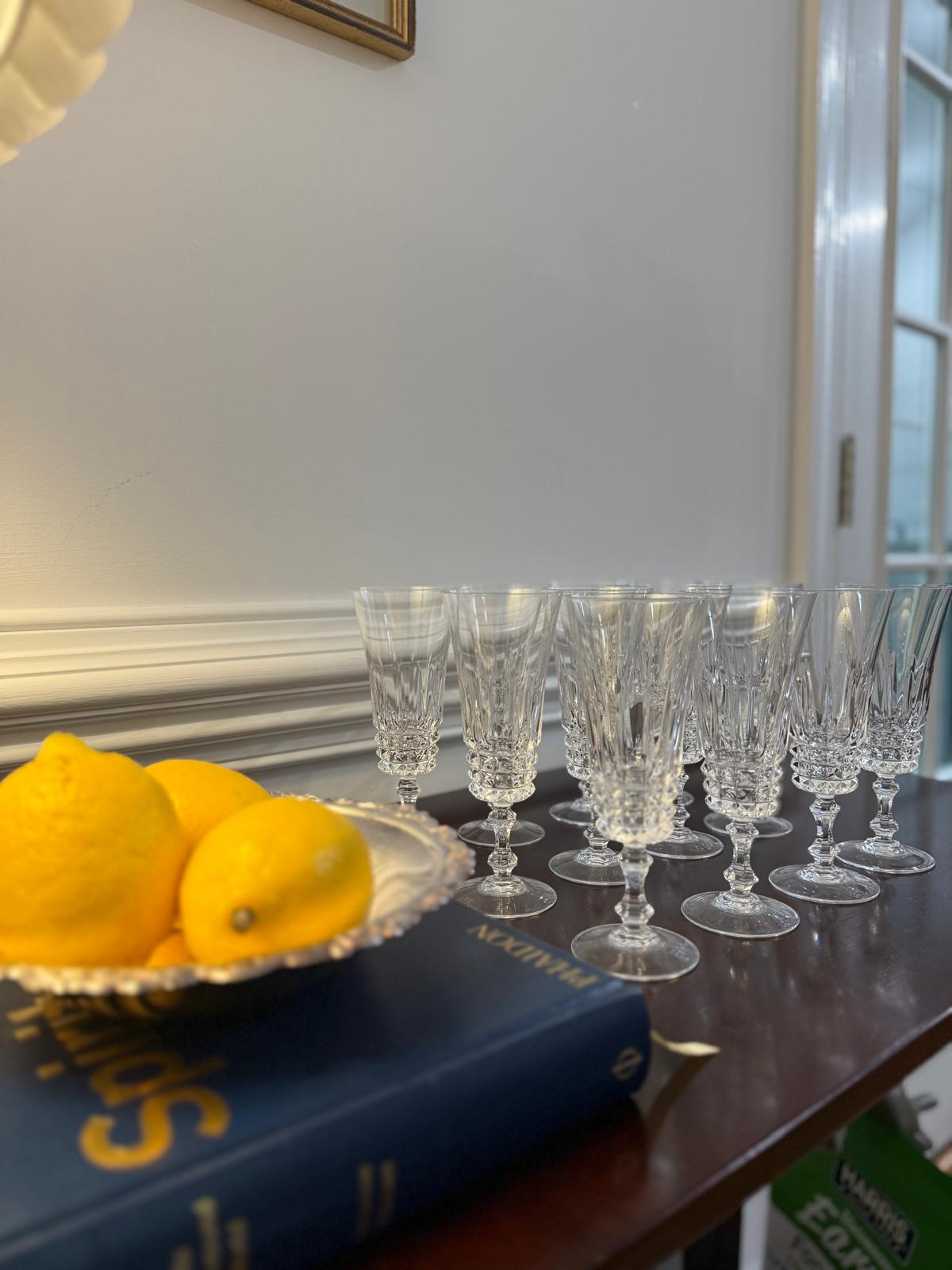Vintage Crystal Champagne Flutes Set of 6