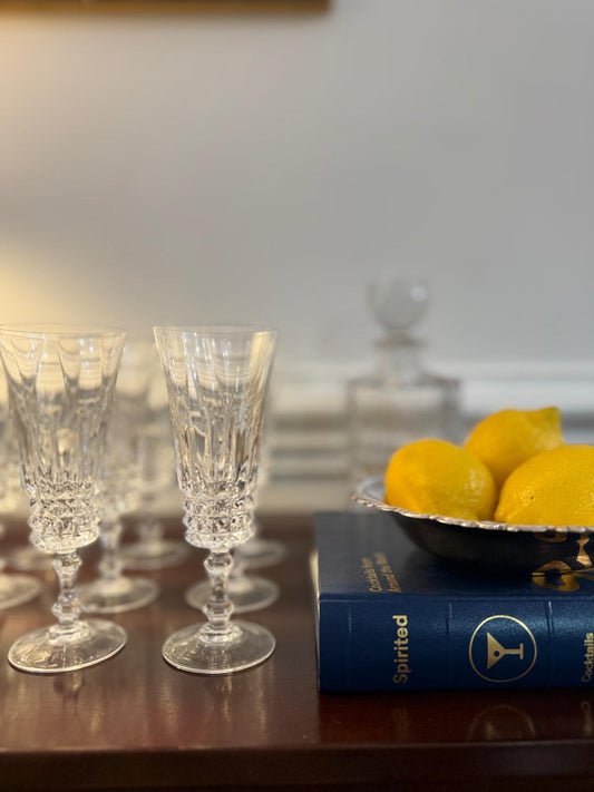 Vintage Crystal Champagne Flutes Set of 6
