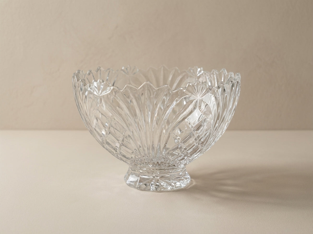 Vintage Cut Crystal Footed Centerpiece Bowl