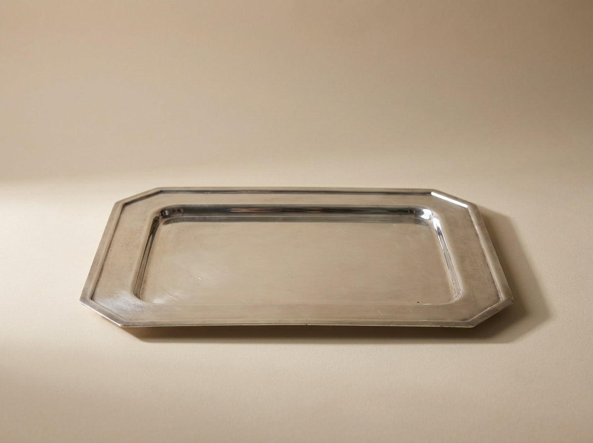 Vintage Silver Plated Rectangular Serving Tray Art Deco