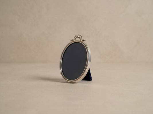 Vintage Cartier Miniature .925 Silver Oval Bow Picture Frame
