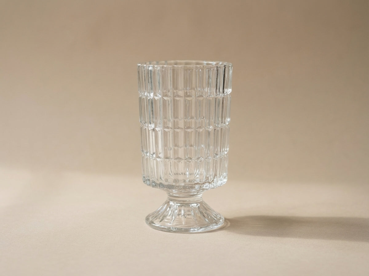 Antique Faceted Clear Glass Footed Vase