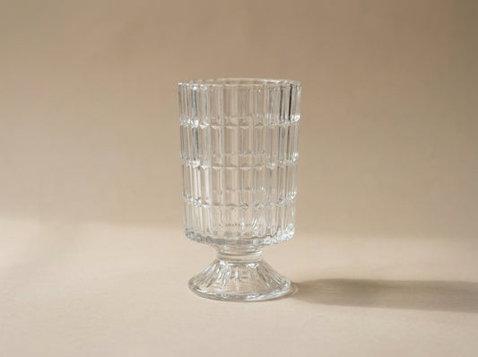 Antique Faceted Clear Glass Footed Vase