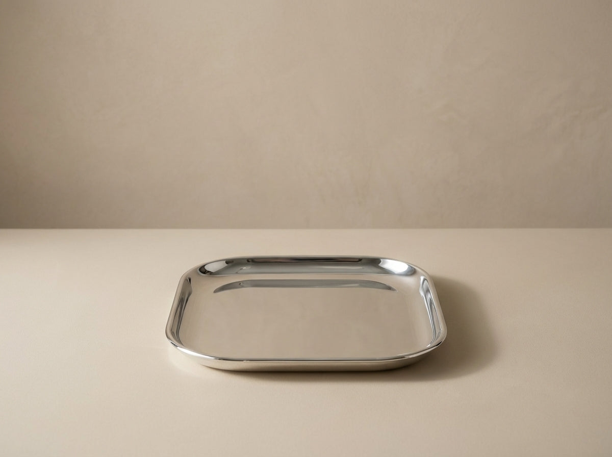 Vintage .835 Sterling Silver Square Trinket Tray | Minimalist Catchall