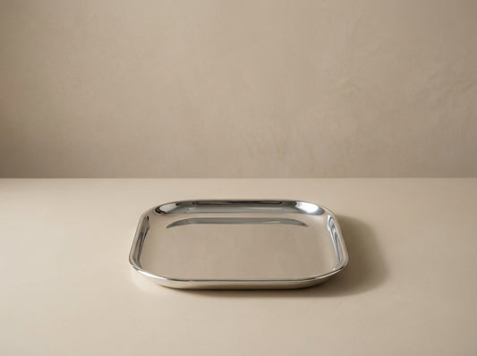Vintage .835 Sterling Silver Square Trinket Tray | Minimalist Catchall