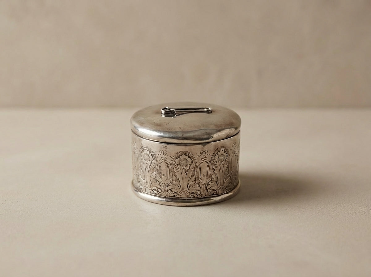 Antique Repoussé Sterling Silver Floral Trinket Box