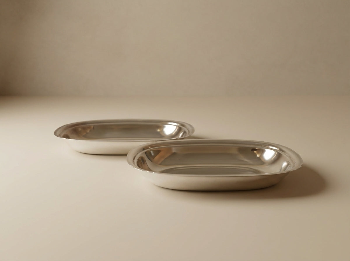 Vintage Silverplate Medium Oval Serving Tray - Sold as a Set