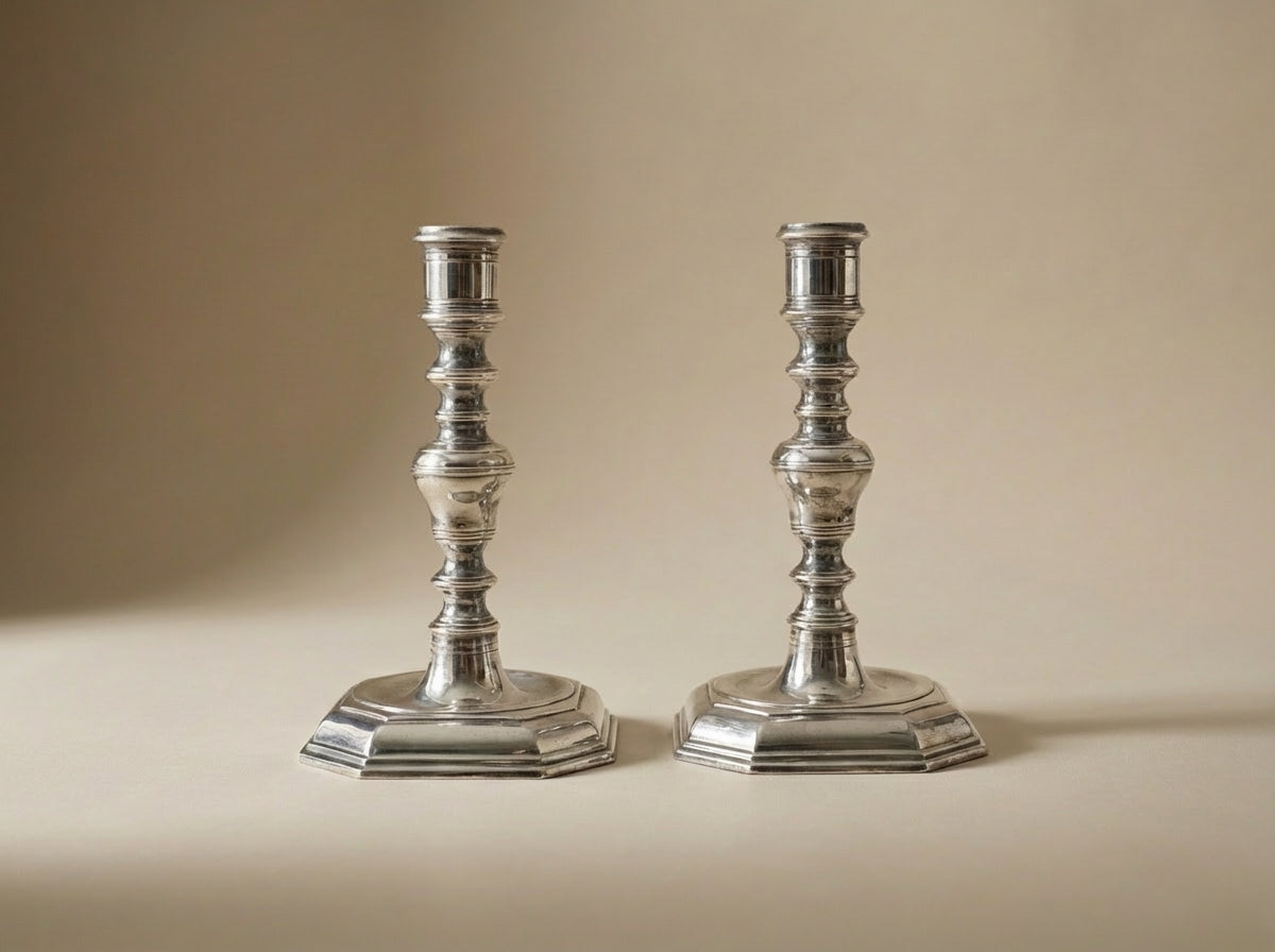 Baluster Candlesticks (Sold as a Pair) Antique .925 Sterling Silver