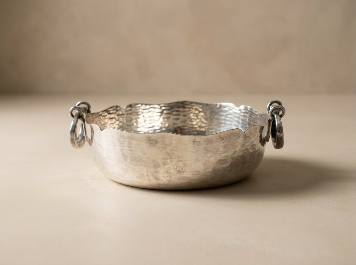 Vintage Hammered Silver Plate Candy & Nut Dish