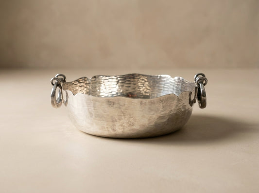 Vintage Hammered Silver Plate Candy & Nut Dish