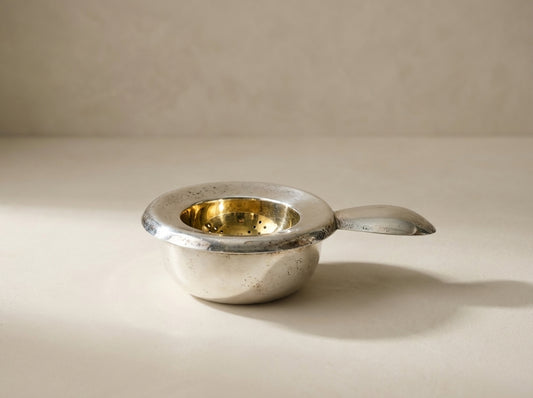 Vintage .925 Sterling Silver & Gold Gilt Tea Strainer Set